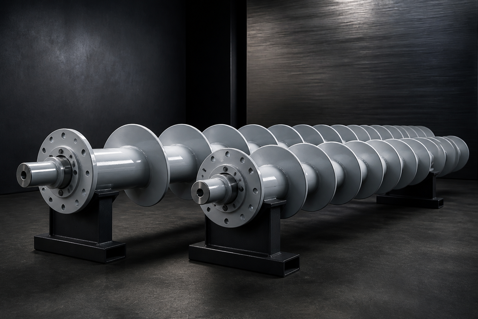 Pair of coated conveyor augers